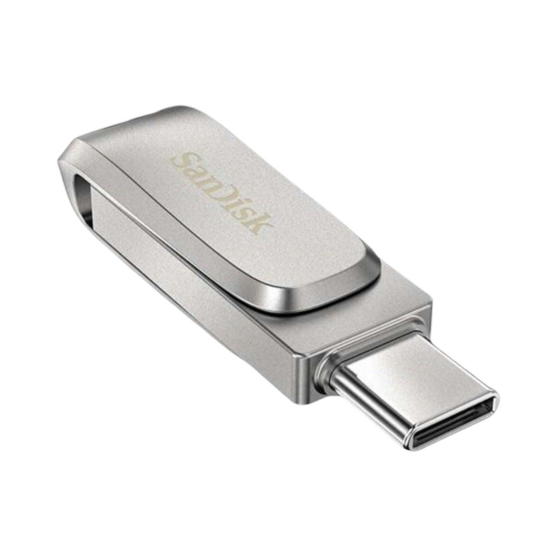 فلش مموری سن دیسک مدل Ultra Dual Drive Luxe ظرفیت 64 گیگابایت با رابط تایپ سی و USB 3.2 Gen 1، سرعت خواندن 400 مگابایت بر ثانیه، طراحی تاشو و سازگار با سیستمعاملهای Android، PC، Mac و iPad Pro