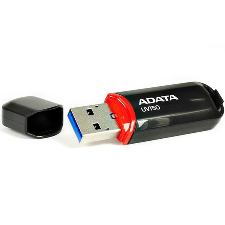 فلش مموری ای دیتا مدل UV150 ظرفیت 64 گیگابایت، رابط USB 3.2 Gen1 با سرعت خواندن 100 مگابایت بر ثانیه، درپوشدار، سازگار با ویندوز، مک و لینوکس، مناسب موبایل، تبلت، لپتاپ و تلویزیون