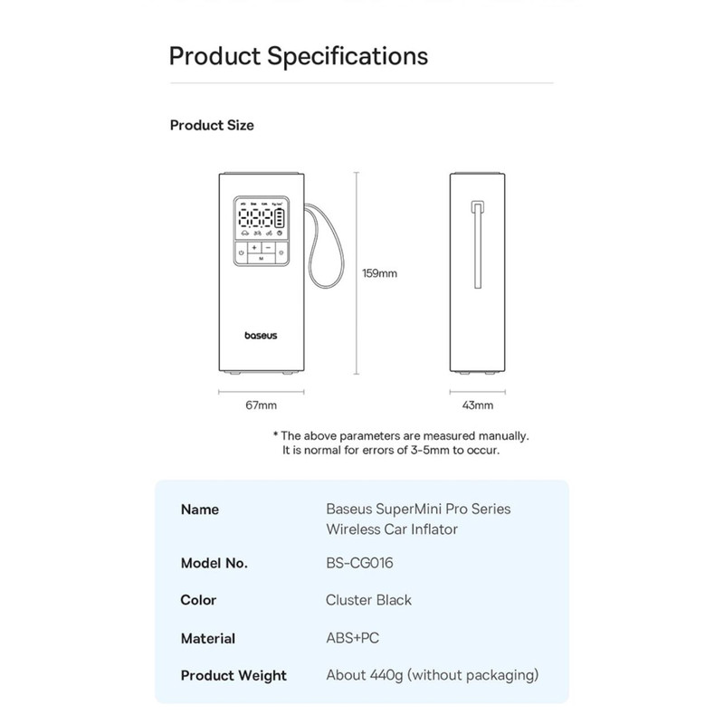 کمپرسور باد شارژی بیسوس مدل SuperMini Pro
