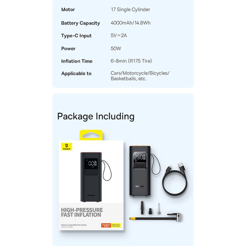 کمپرسور باد شارژی بیسوس مدل SuperMini Pro