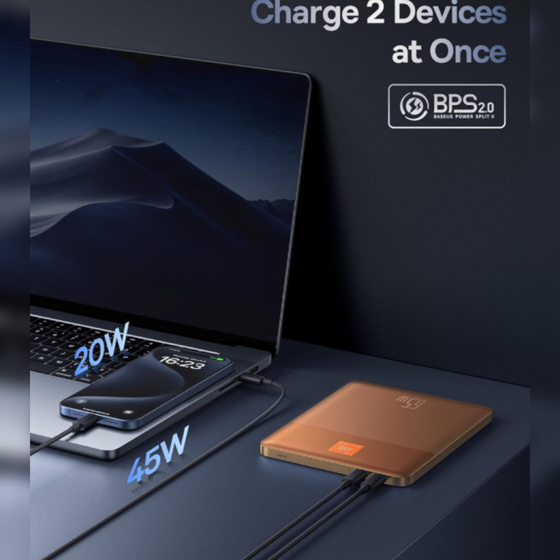 پاوربانک باسئوس مدل BLADE2 65W ظرفیت 12000 میلی آمپر ساعت