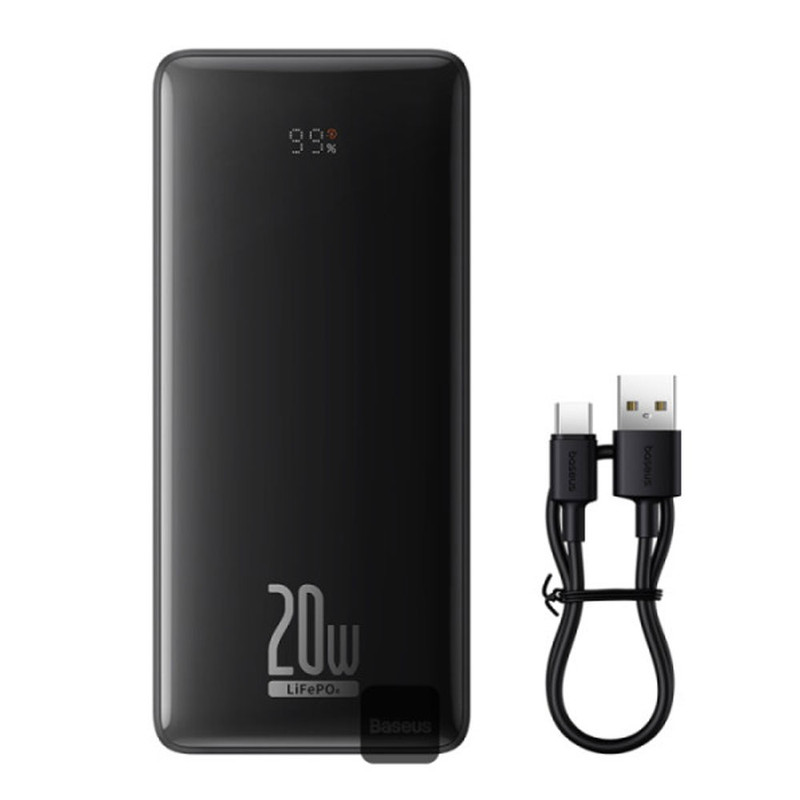 پاوربانک 20 وات باسئوس مدل LiFePO4 ظرفیت 18400 میلی آمپر ساعت به همراه کابل USB-C به USB-A