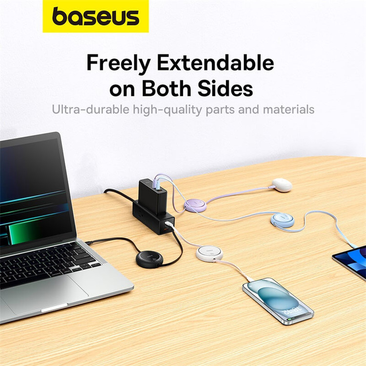 کابل USB-C بیسوس مدل Free2Draw Mini Retractable 100W طول 1 متر