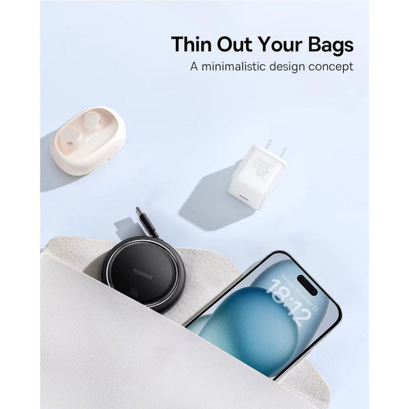 کابل USB-C بیسوس مدل Free2Draw Mini Retractable 100W طول 1 متر