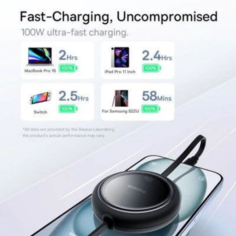 کابل USB-C بیسوس مدل Free2Draw Mini Retractable 100W طول 1 متر