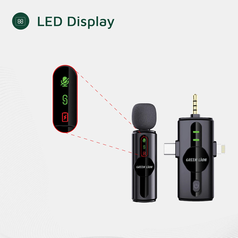 میکروفن بی سیم گرین لاین مدل GM-79X با درگاه اتصال USB-C/لایتنینگ/AUX