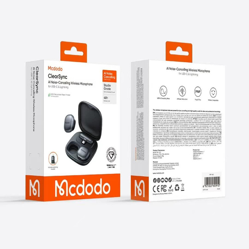 میکروفن یقه ای مک دودو مدل MP-5450 با درگاه اتصال تایپ سی و لایتنینگ
