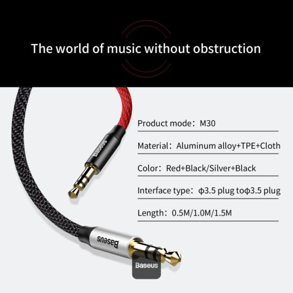 کابل AUX باسئوس مدل Yiven Audio M30 طول 1.5 متر