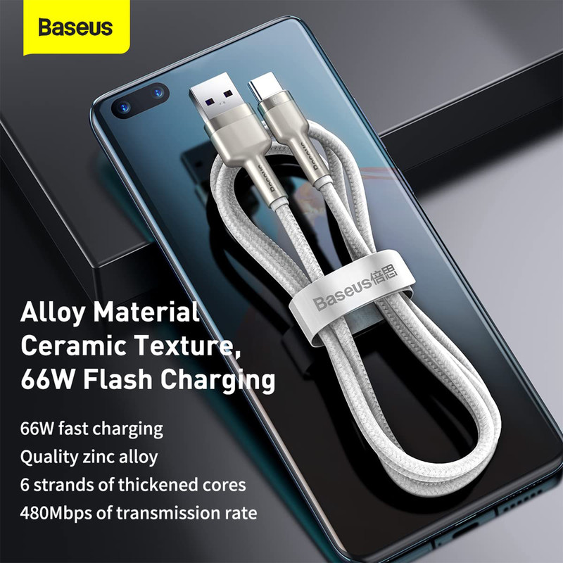 کابل تبدیل USB به USB-C باسئوس مدل Metal Data cable 66W طول 2 متر