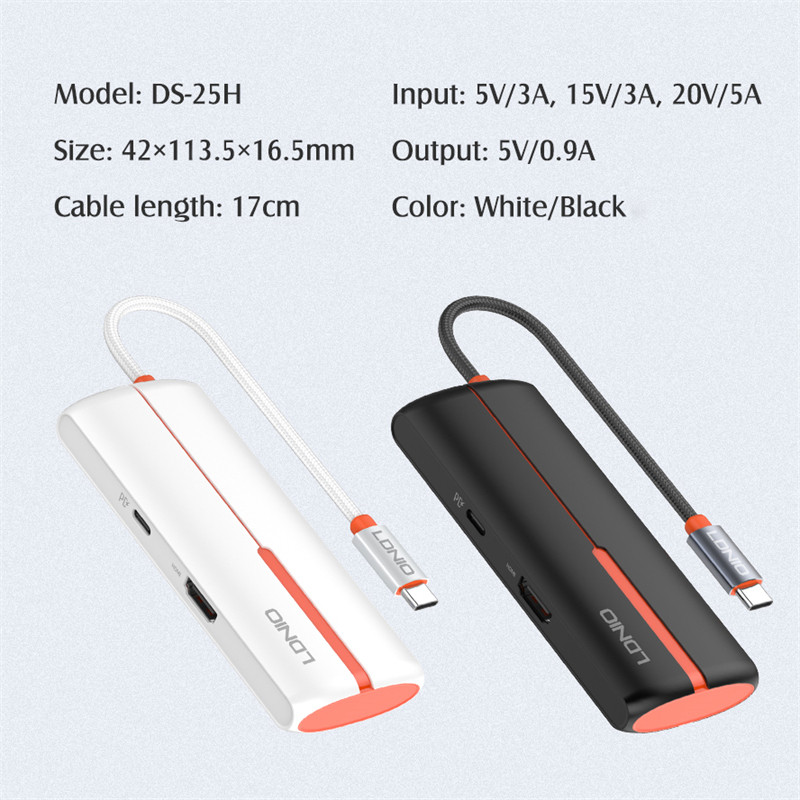 هاب 5 پورت USB-C الدینیو مدل DS-25H