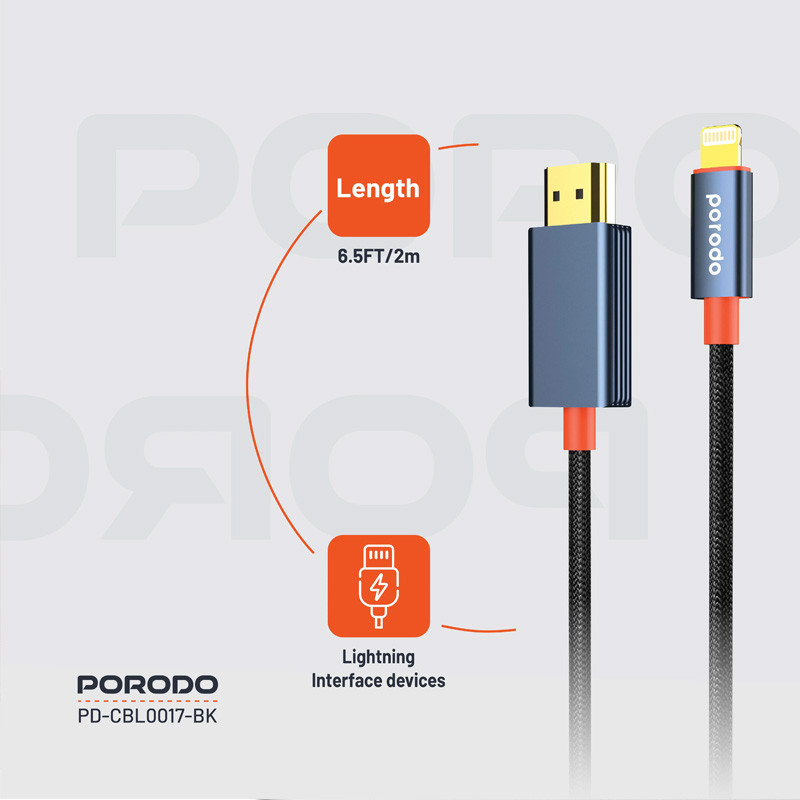 کابل تبدیل لایتنینگ به HDMI پرودو مدل CBL0017 طول ۲ متر