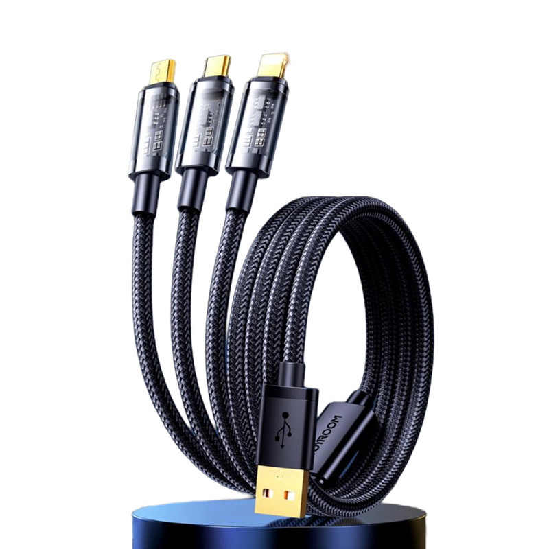 کابل تبدیل USB به لایتنینگ/USB-C/microUSB جوی روم مدل S-1T3015A5 طول 1.2 متر