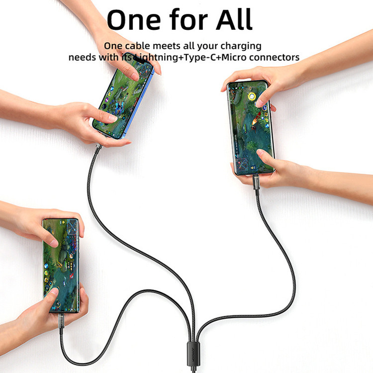 کابل تبدیل USB به لایتنینگ/USB-C/microUSB جوی روم مدل S-1T3015A5 طول 1.2 متر