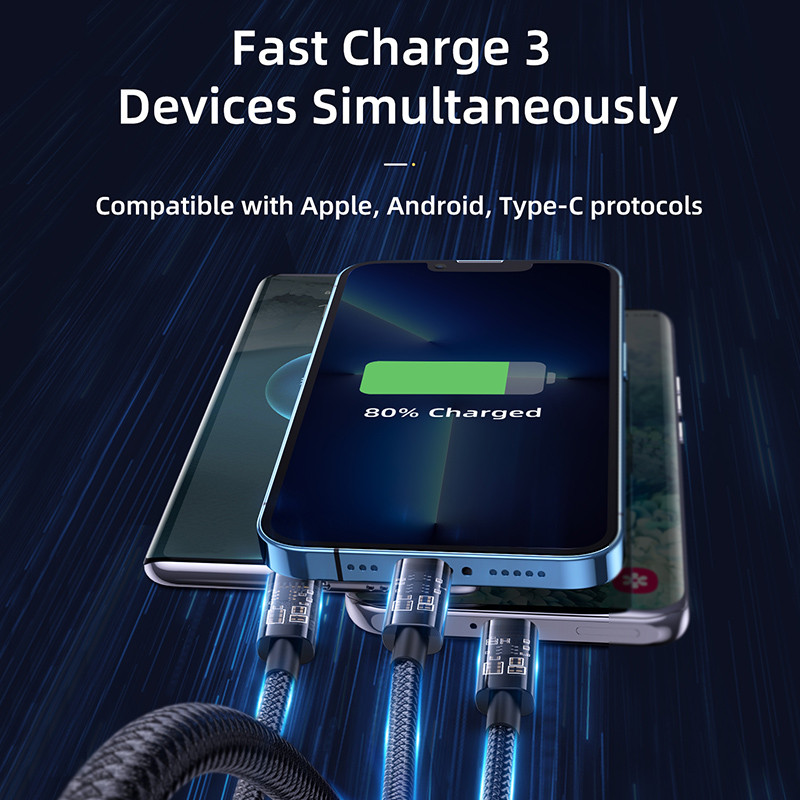 کابل تبدیل USB به لایتنینگ/USB-C/microUSB جوی روم مدل S-1T3015A5 طول 1.2 متر