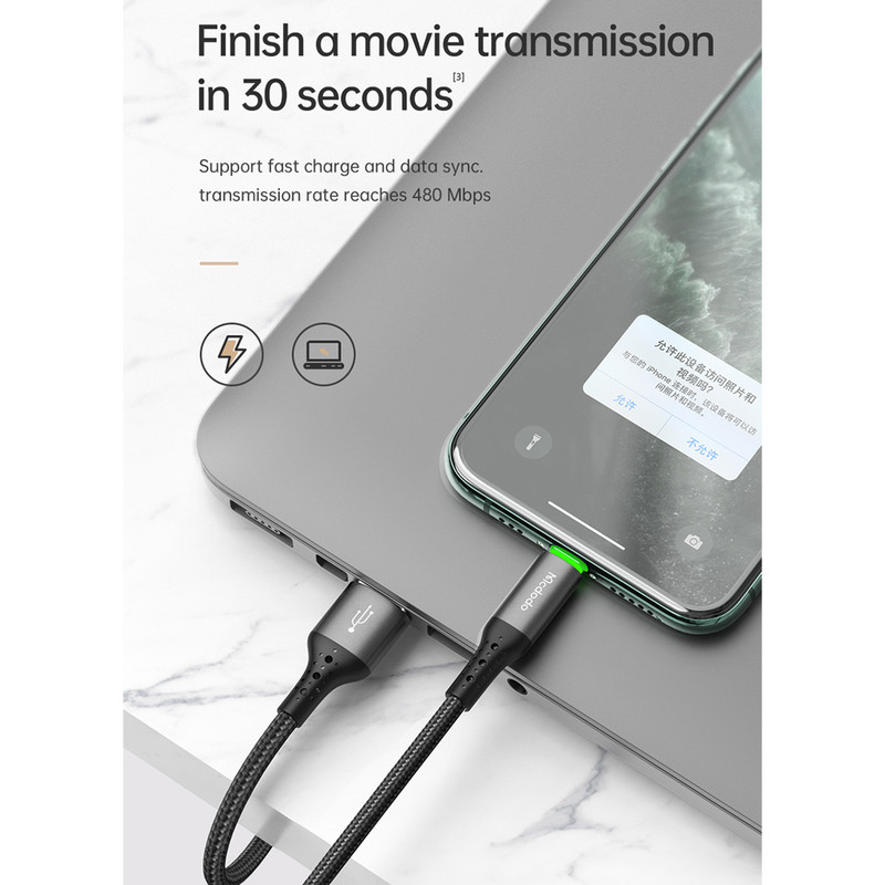 کابل تبدیل USB به لایتنینگ مک دودو مدل Auto Power Off طول 1.8 متر