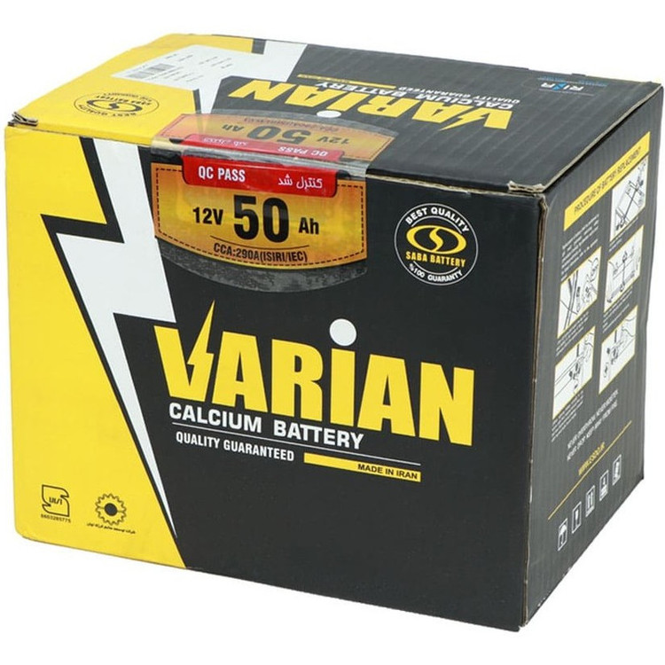باتری اتمی 12 ولت 50 آمپر خودرو صبا باتری مدل کد SBT-50