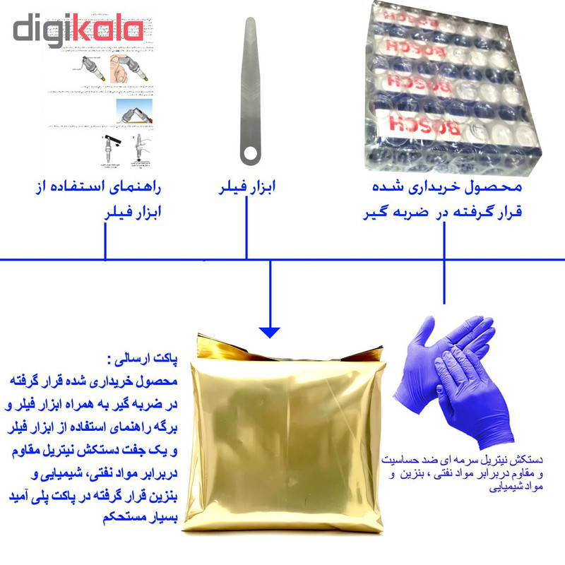 شمع خودرو نور مدل FR8DE بسته 4 عددی مناسب خودروهای دوگانه سوز همراه ابزار فیلر