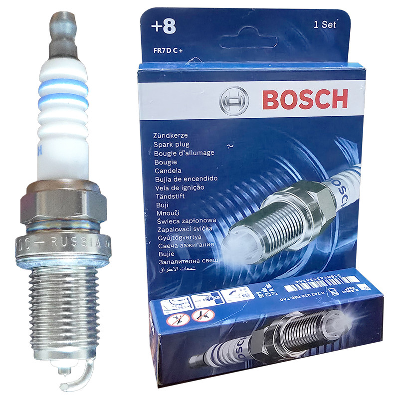 شمع خودرو بوش مدل تک پلاتین کد FR7DC +8 پایه کوتاه بسته 4 عددی