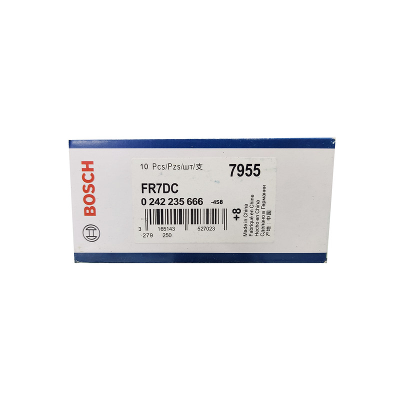 شمع خودرو بوش مدل تک پلاتین پایه کوتاه کد FR7DC (+8) CHINA بسته 4 عددی