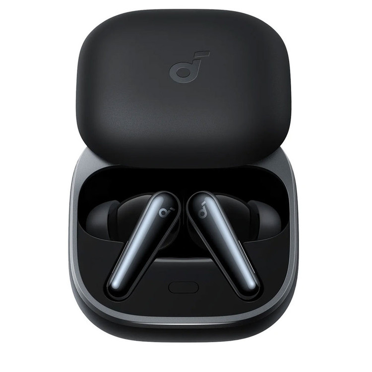 هدفون بلوتوثی انکر مدل Soundcore Liberty 5 با نویز کنسلینگ فعال (ANC)، درگاه شارژ USB Type-C، تا 30 ساعت زمان پخش موسیقی، دارای سنسور نوری داخل گوش و مقاوم در برابر رطوبت و عرق