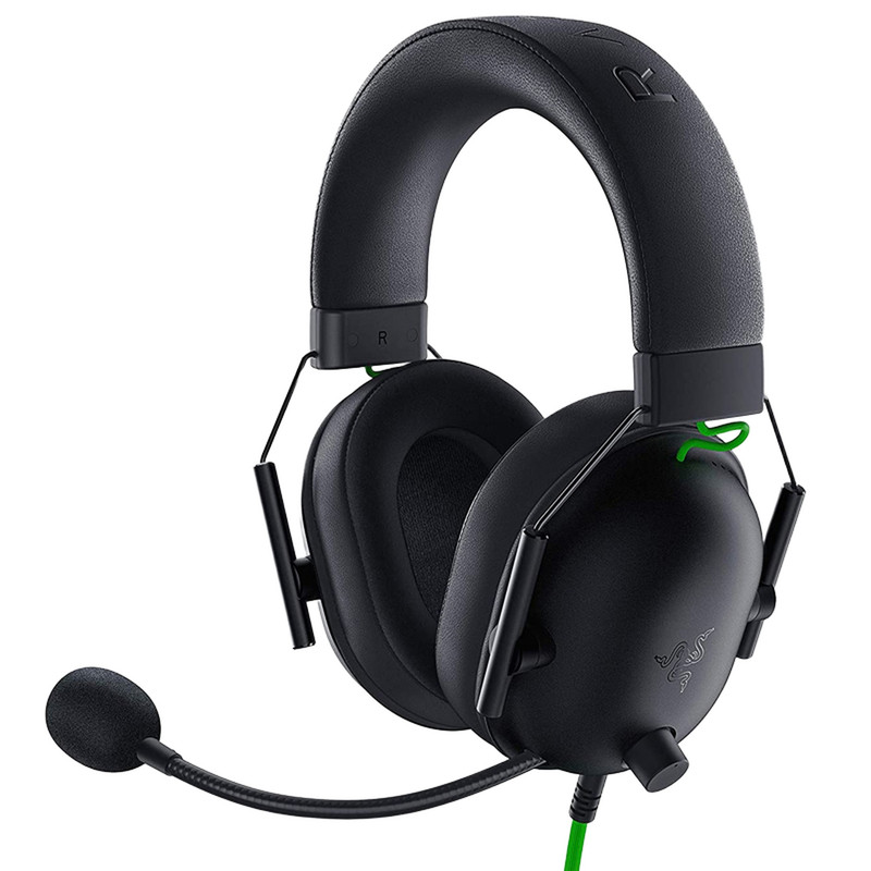 هدست گیمینگ بلوتوثی ریزر مدل BlackShark V2 X با نویز کنسلینگ بدنه، نویز کنسلینگ میکروفون (ENC)، اتصال از طریق جک 3.5 میلیمتری، دارای صدای فراگیر 7.1 کاناله، دارای تکنولوژی صدای 360 درجه