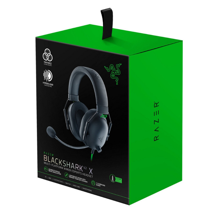 هدست گیمینگ بلوتوثی ریزر مدل BlackShark V2 X با نویز کنسلینگ بدنه، نویز کنسلینگ میکروفون (ENC)، اتصال از طریق جک 3.5 میلیمتری، دارای صدای فراگیر 7.1 کاناله، دارای تکنولوژی صدای 360 درجه