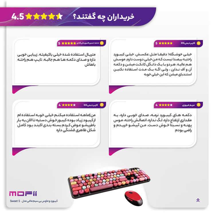 کیبورد و ماوس بی سیم مافی مدل Sweet S