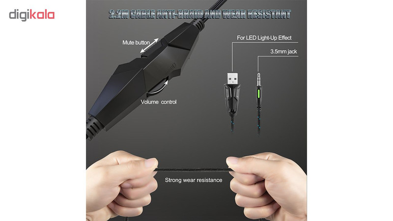 هدست گیمینگ اونیکوما مدل K19 بدون قابلیت نویز کنسلینگ، درگاه USB، دارای نورپردازی RGB، طراحی ارگونومیک، مقاوم در برابر رطوبت و عرق