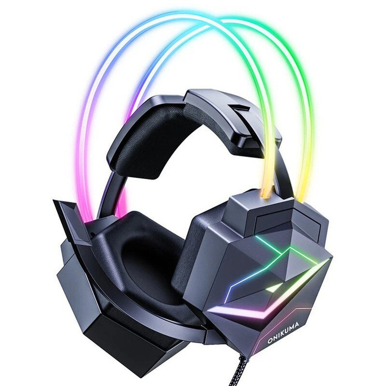 هدست گیمینگ برند اونیکوما مدل X20 با نویز کنسلینگ میکروفون، درگاه شارژ USB، دارای نورپردازی RGB، طراحی ارگونومیک و پدهای نرم و راحت