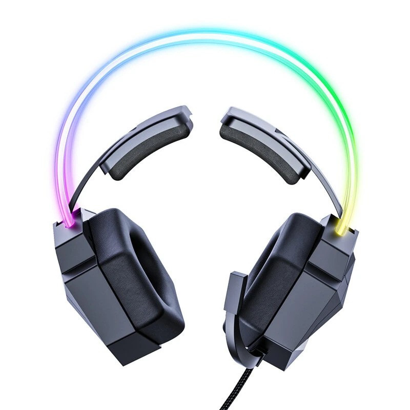 هدست گیمینگ برند اونیکوما مدل X20 با نویز کنسلینگ میکروفون، درگاه شارژ USB، دارای نورپردازی RGB، طراحی ارگونومیک و پدهای نرم و راحت