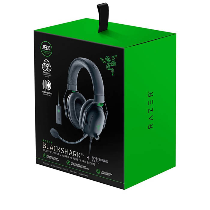 هدست مخصوص بازی ریزر مدل BlackShark V2 + USB Sound Card