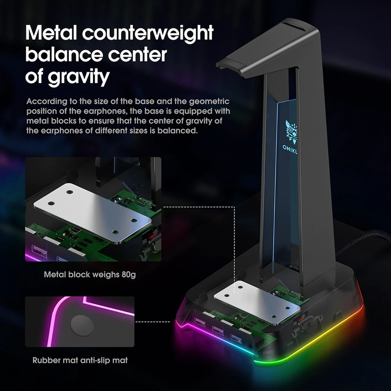 پایه نگهدارنده هدفون اونیکوما مدل USB هاب کد st-2