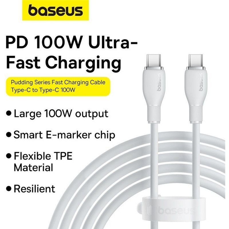کابل USB-C بیسوس مدل Pudding Series P10355702221-B2 طول 2 متر