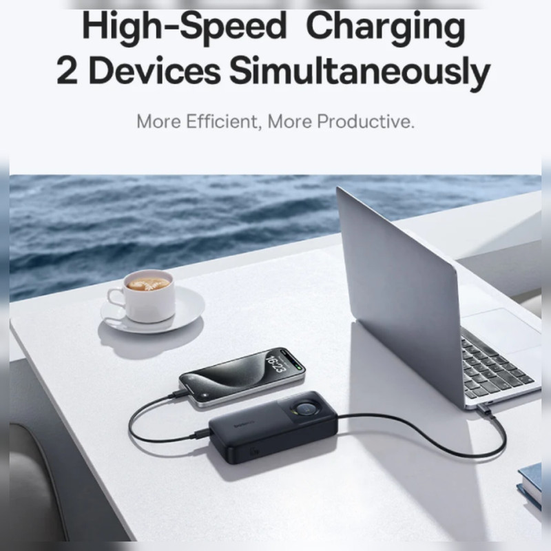 پاوربانک بیسوس مدل Free2Pull 65W ظرفیت 20000 میلی آمپر ساعت به همراه کابل USB-C