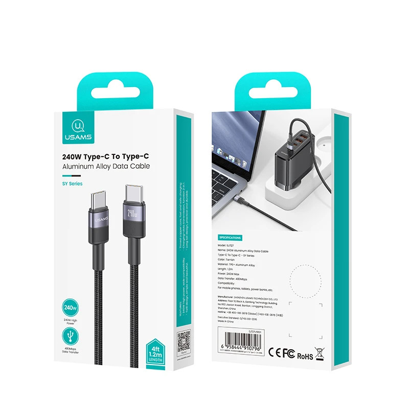 کابل USB-C یوسمز مدل SJ727-240W طول 1.2 متر