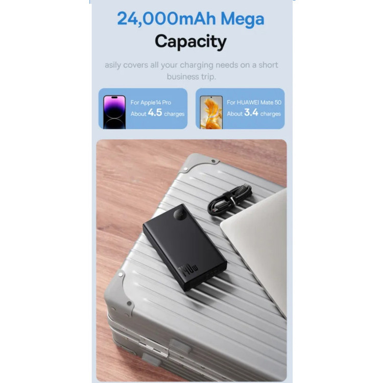 پاوربانک بیسوس مدل Adaman 140W ظرفیت 24000 میلی آمپر ساعت