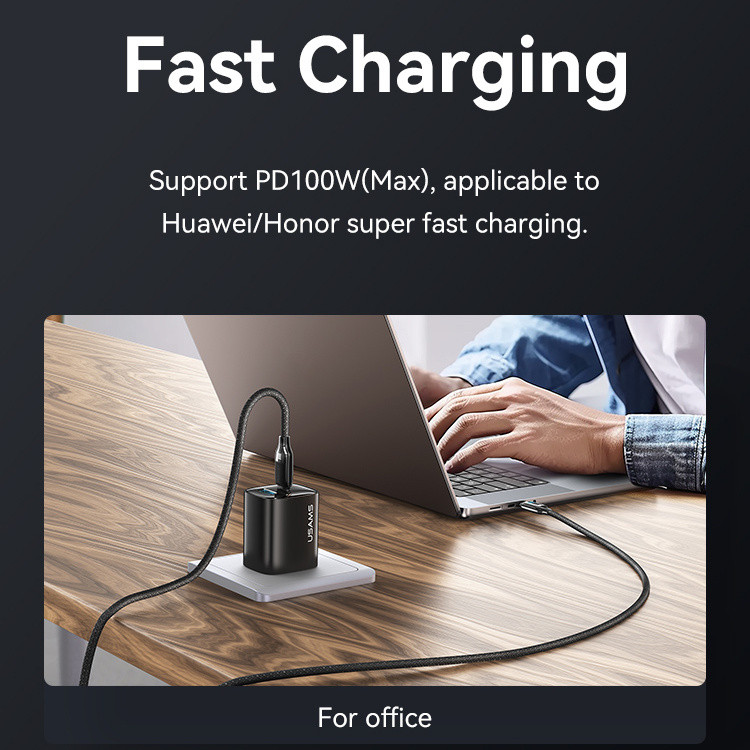 کابل تبدیل USB-C یوسمز 100 وات مدل HX Series طول 1.2 متر