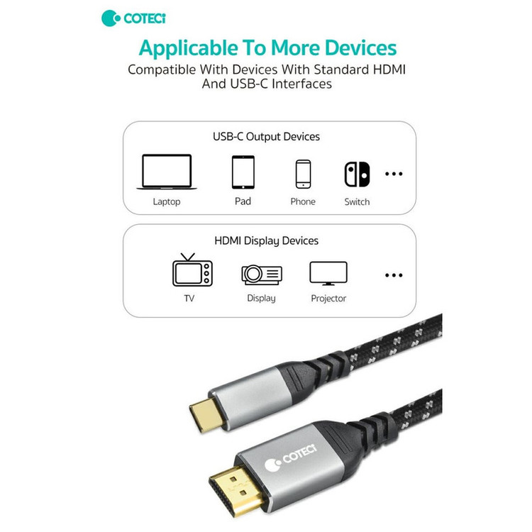 کابل تبدیل HDMI به USB-C کوتسی مدل 87411 طول 2 متر