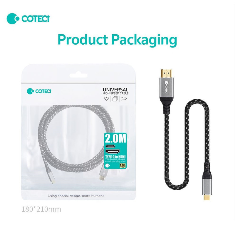 کابل تبدیل HDMI به USB-C کوتسی مدل 87411 طول 2 متر