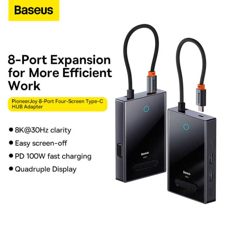 هاب 8 پورت USB-C باسئوس مدل BS-OH082 WKYY030413
