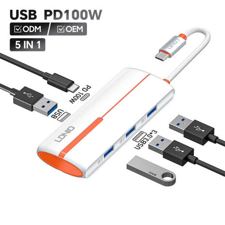 هاب 5 پورت USB-C الدنیو مدل DS-25u