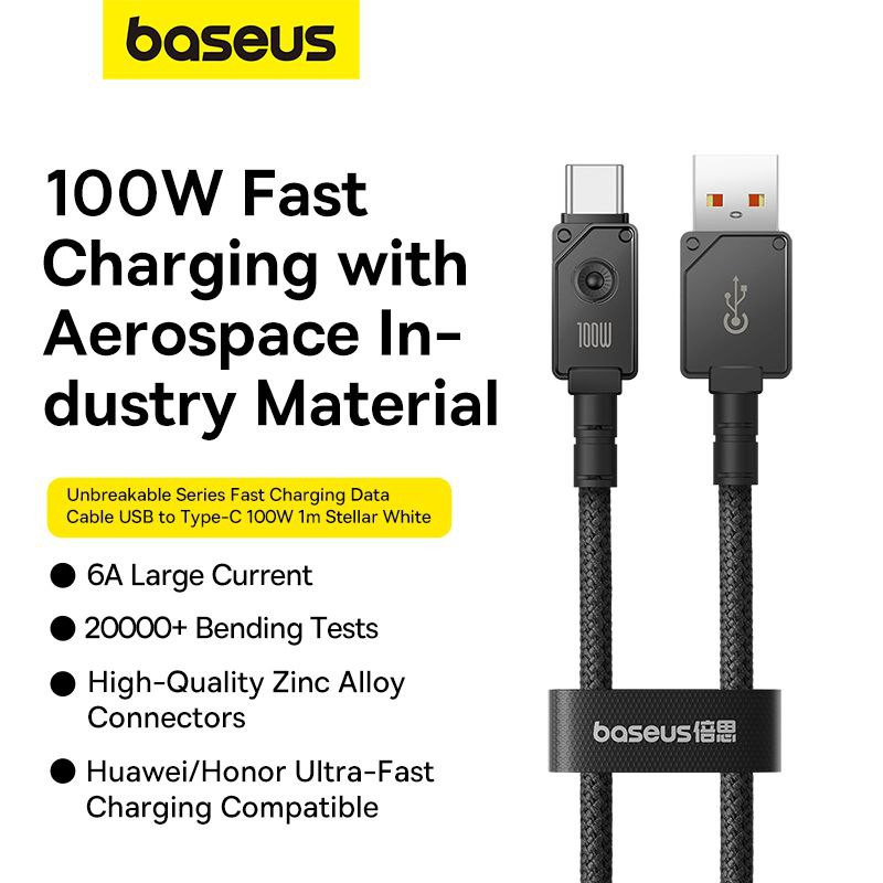 کابل تبدیل USB به USB-C بیسوس مدل Unbreakable Series 100W طول 1 متر
