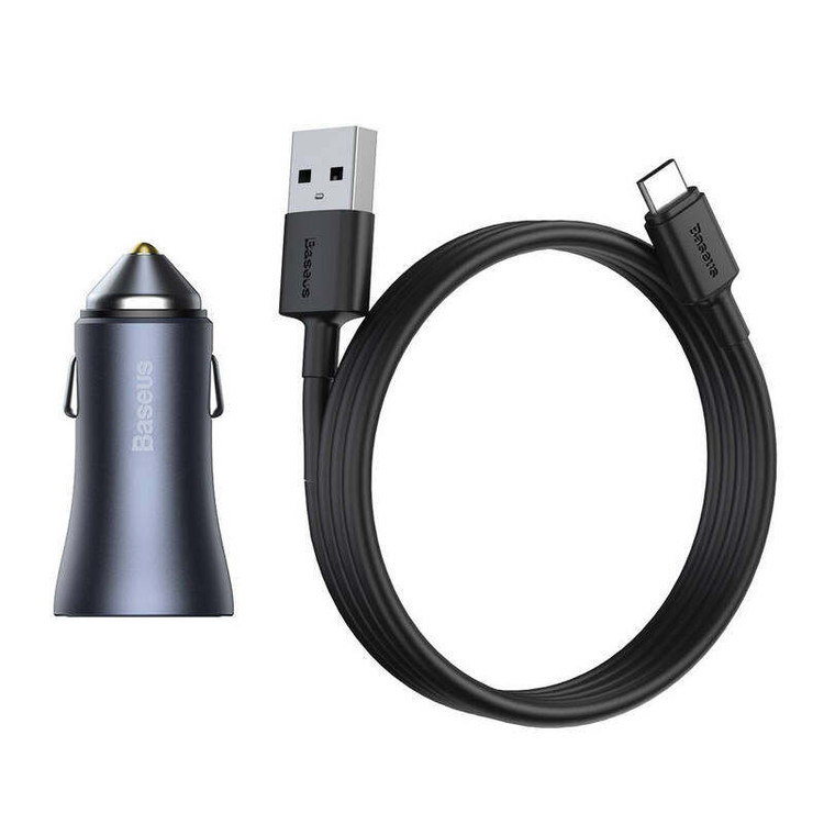 شارژر فندکی باسئوس مدل TZCCJD-40W به همراه کابل تبدیل USB-C
