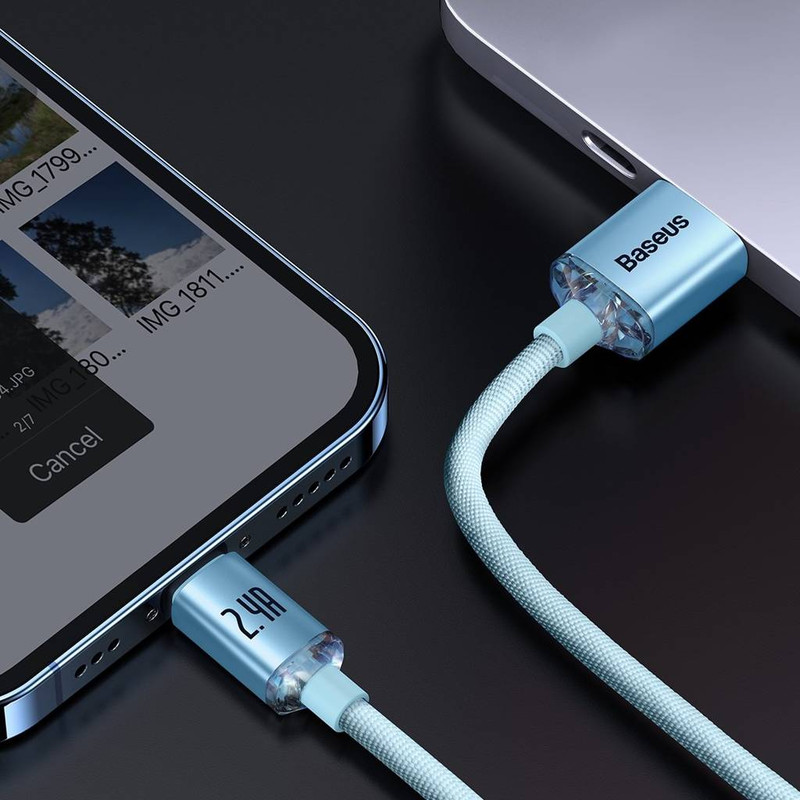 کابل USB به لایتنینگ باسئوس مدل Crystal Shine Series طول 2 متر