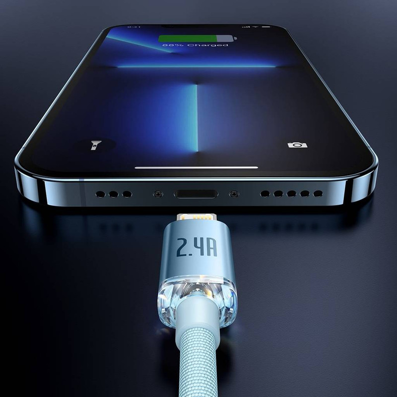کابل USB به لایتنینگ باسئوس مدل Crystal Shine Series طول 2 متر