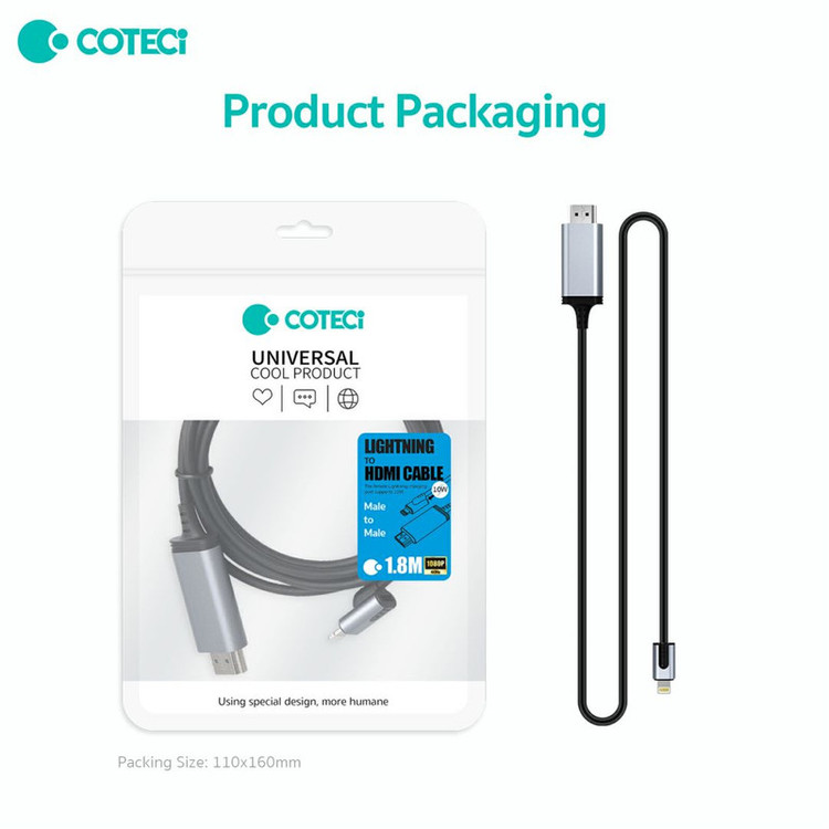 کابل تبدیل لایتنینگ به HDMI کوتسی مدل 33024 طول 1.8 متر